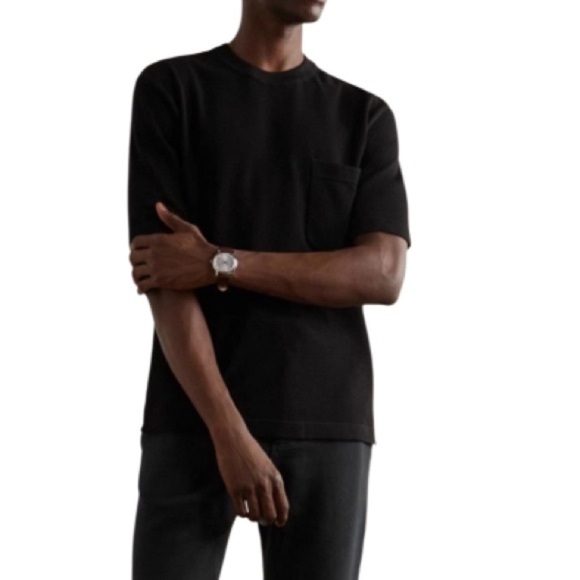 Zegna Cotton-Piqué T-Shirt Black Pocket 52/XL - Picture 1 of 10